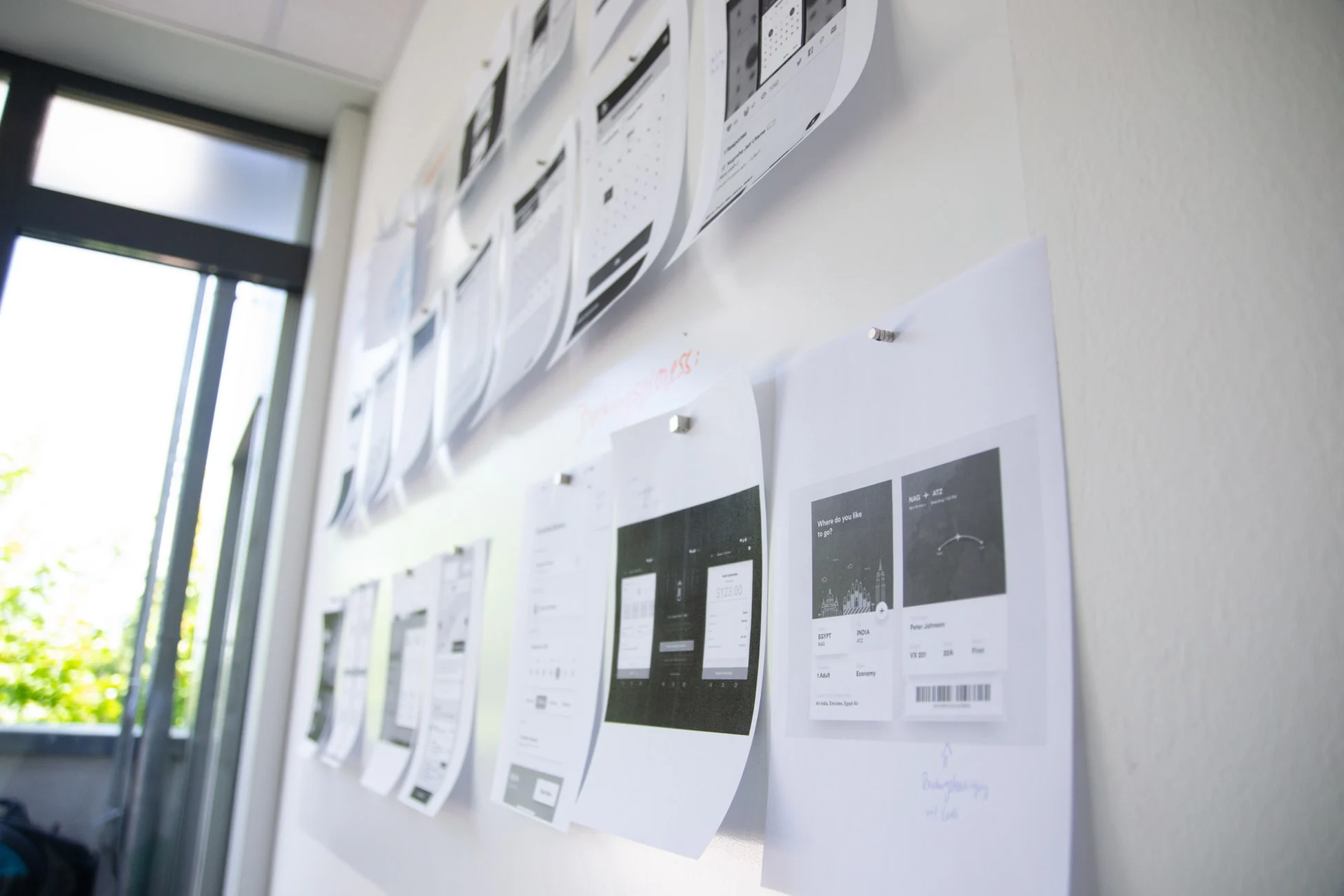 Lean Six Sigma process documents displayed on a wall